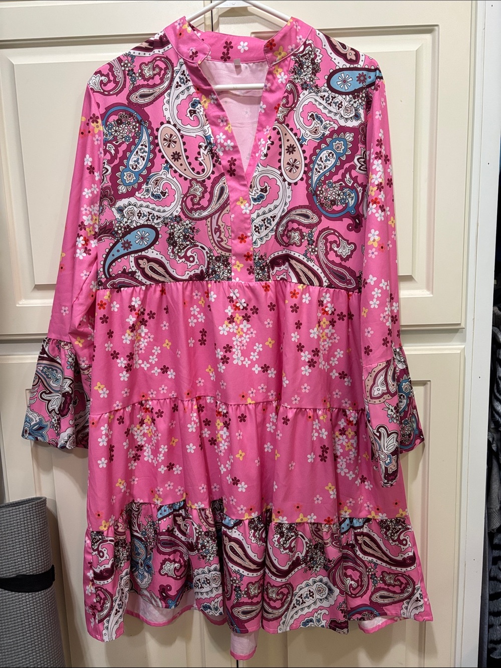 Women’s Pink Paisley Tiered Dress